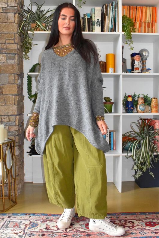 Lock Needlecord Shirring Barrel Pant Olive